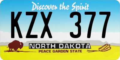 ND license plate KZX377