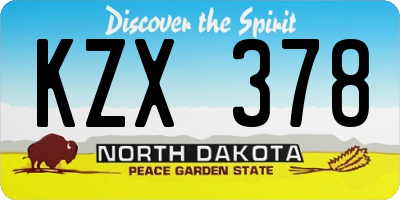 ND license plate KZX378