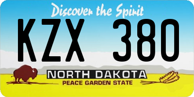 ND license plate KZX380