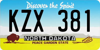 ND license plate KZX381
