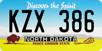 ND license plate KZX386