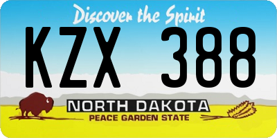ND license plate KZX388