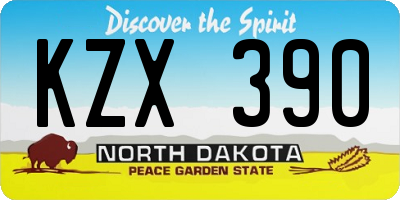 ND license plate KZX390