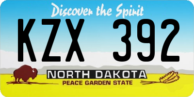 ND license plate KZX392
