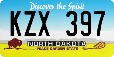 ND license plate KZX397