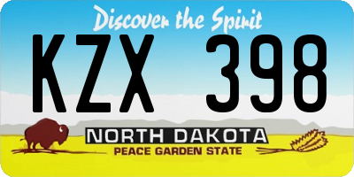 ND license plate KZX398