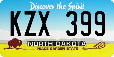 ND license plate KZX399