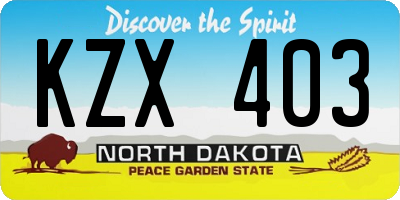 ND license plate KZX403