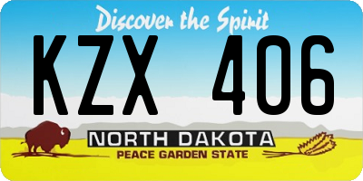 ND license plate KZX406