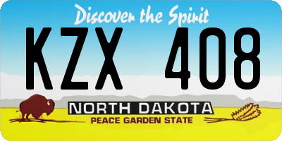 ND license plate KZX408