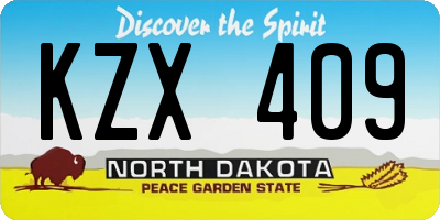 ND license plate KZX409