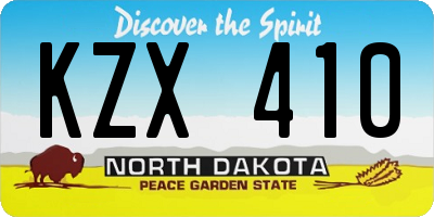 ND license plate KZX410