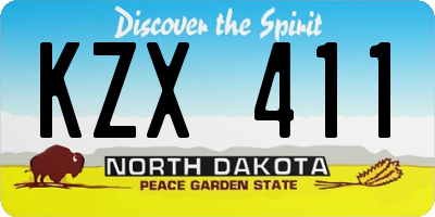 ND license plate KZX411