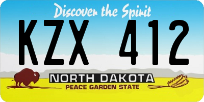 ND license plate KZX412