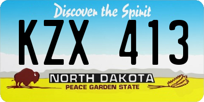 ND license plate KZX413