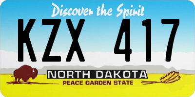 ND license plate KZX417