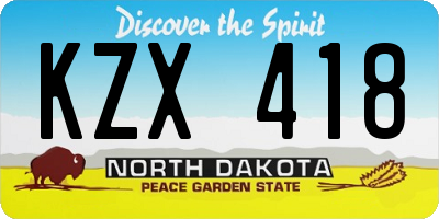 ND license plate KZX418