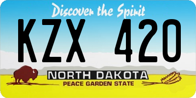 ND license plate KZX420
