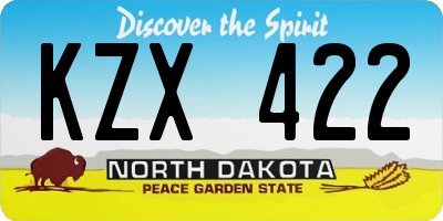 ND license plate KZX422