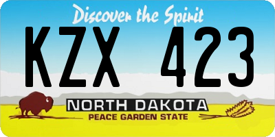 ND license plate KZX423