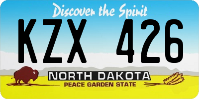 ND license plate KZX426