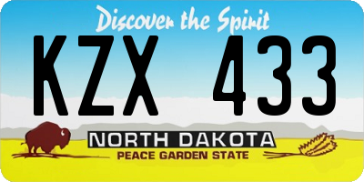 ND license plate KZX433