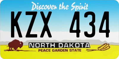 ND license plate KZX434