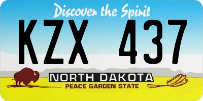 ND license plate KZX437