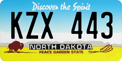 ND license plate KZX443