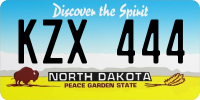 ND license plate KZX444