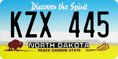 ND license plate KZX445