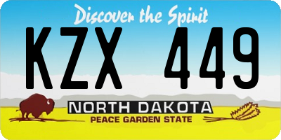 ND license plate KZX449