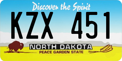 ND license plate KZX451