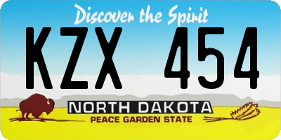 ND license plate KZX454