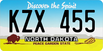 ND license plate KZX455