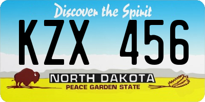 ND license plate KZX456