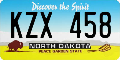 ND license plate KZX458