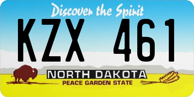 ND license plate KZX461