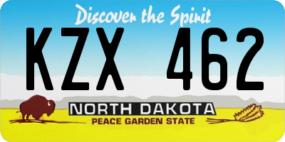 ND license plate KZX462