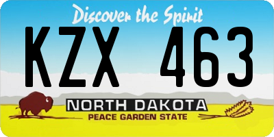 ND license plate KZX463