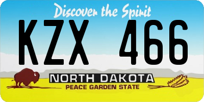 ND license plate KZX466