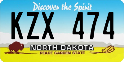 ND license plate KZX474