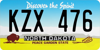 ND license plate KZX476