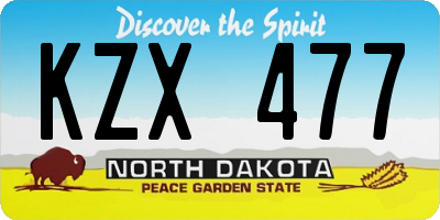 ND license plate KZX477