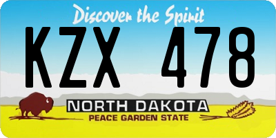 ND license plate KZX478