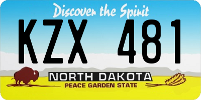 ND license plate KZX481