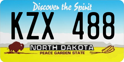 ND license plate KZX488