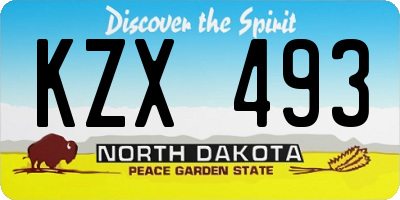 ND license plate KZX493