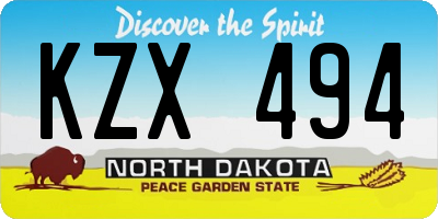 ND license plate KZX494