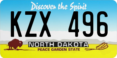 ND license plate KZX496